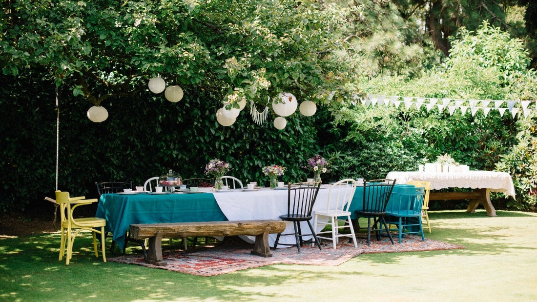Garden set up ready for outdoor entertaining in summer