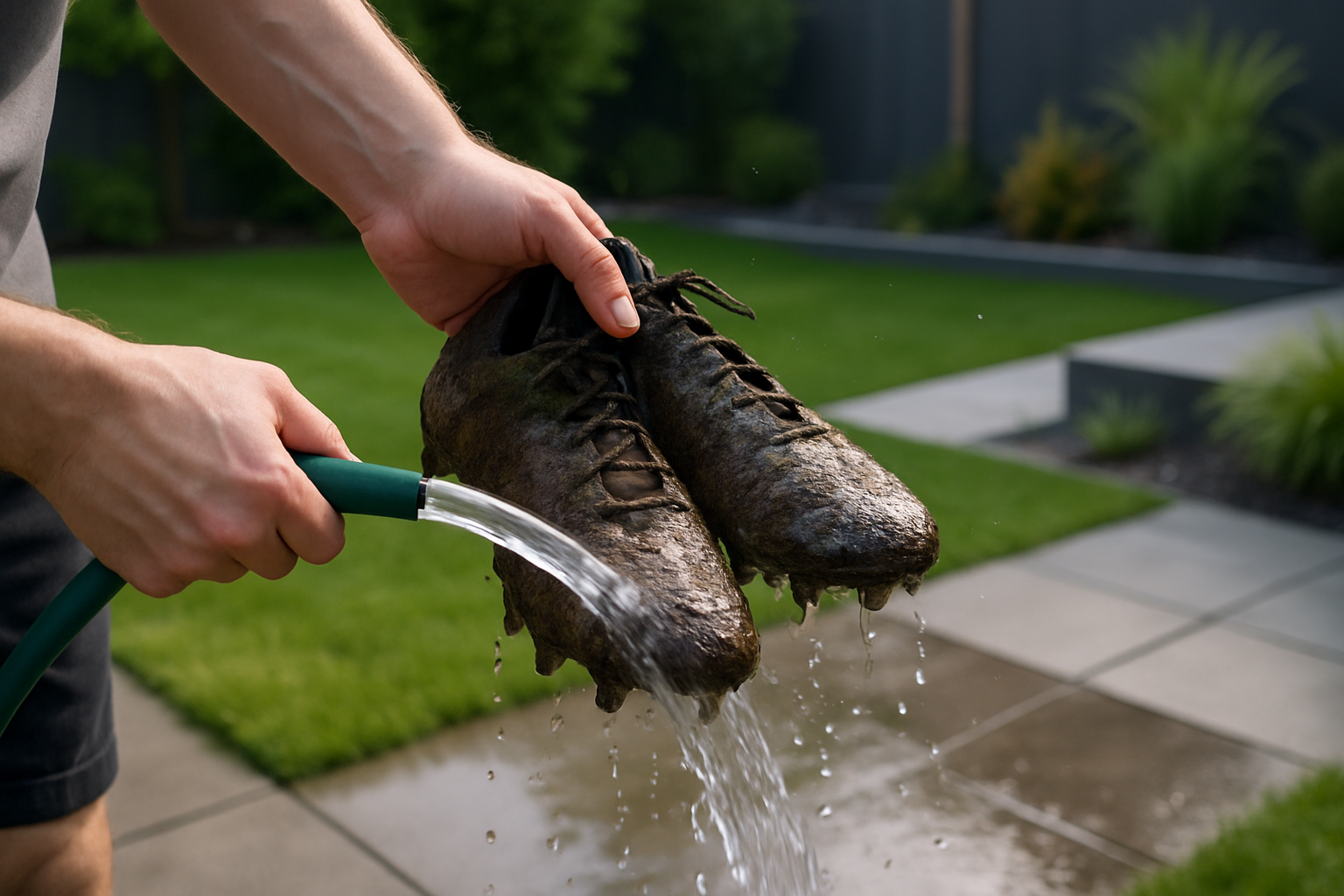 ensure the hand is holding both the boots. remove the fitting from the end of the hose just have it open